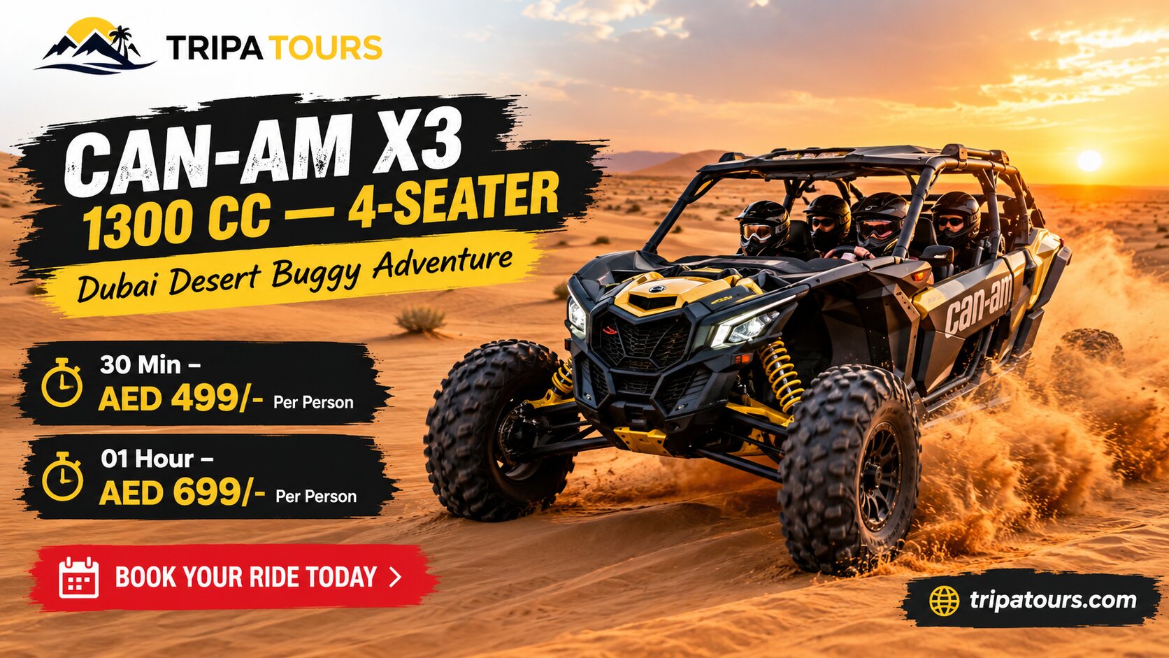 Can-Am X3 1300cc 4-Seater Buggy Ride Dubai