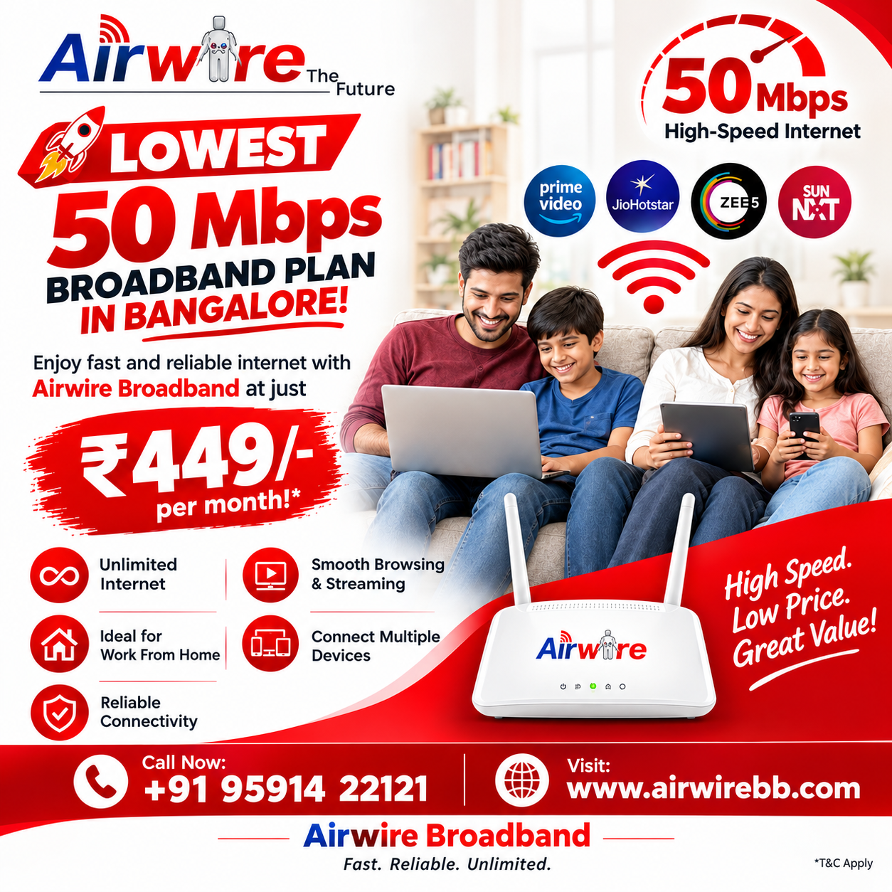 Airwire Broadband Connection in Bangalore, Low-cost internet